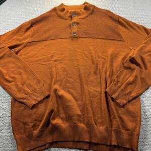 CLUB ROOM Men's Deep Rust Brown Mock Button Knit 100% Cotton Sweater NEW 2XL